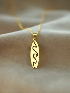 Wave Oval Surfboard Pendant Necklac - Vacation Style Jewelry for Beach Holidays, Daily Wear & Gifting, Water Necklace