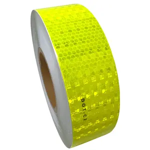 DOT Reflective Tape DOT-C2 Conspicuity Tape COMMERCIAL ROLL 2 inch x 150 FEET Ultra Reflective Crystal Lattice Film Layer Yellow/Black Caution Design UV Stable