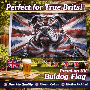 British Bulldog Union Jack Flag 3x5 Feet, British Wall Decor Flag, Perfect for Home Decoration, High-Quality Material