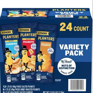 Planters 24 variety pack Cashews, Peanuts and Honey Roasted