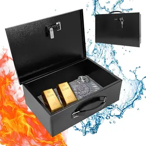 Fireproof Lock Box for Documents, Fire Resistant Safe Fire Safe Box with  Combination and Key Lock Document Box with Carrying Handle for Personal Items  , Black