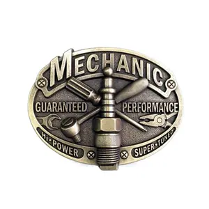 Vintage Bronze Plated Mechanic Trades Tradesman Belt Buckle Performance Guaranteed