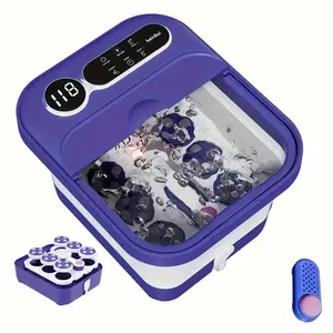 Collapsible Foot Cleaner Machine with Heat, Bubbles, and Temperature Control; Foot Bath Massager with XL Touchscreen and Massage Rollers; Foot Soaking Tub; Pedicure Foot Spa for Stress Relief