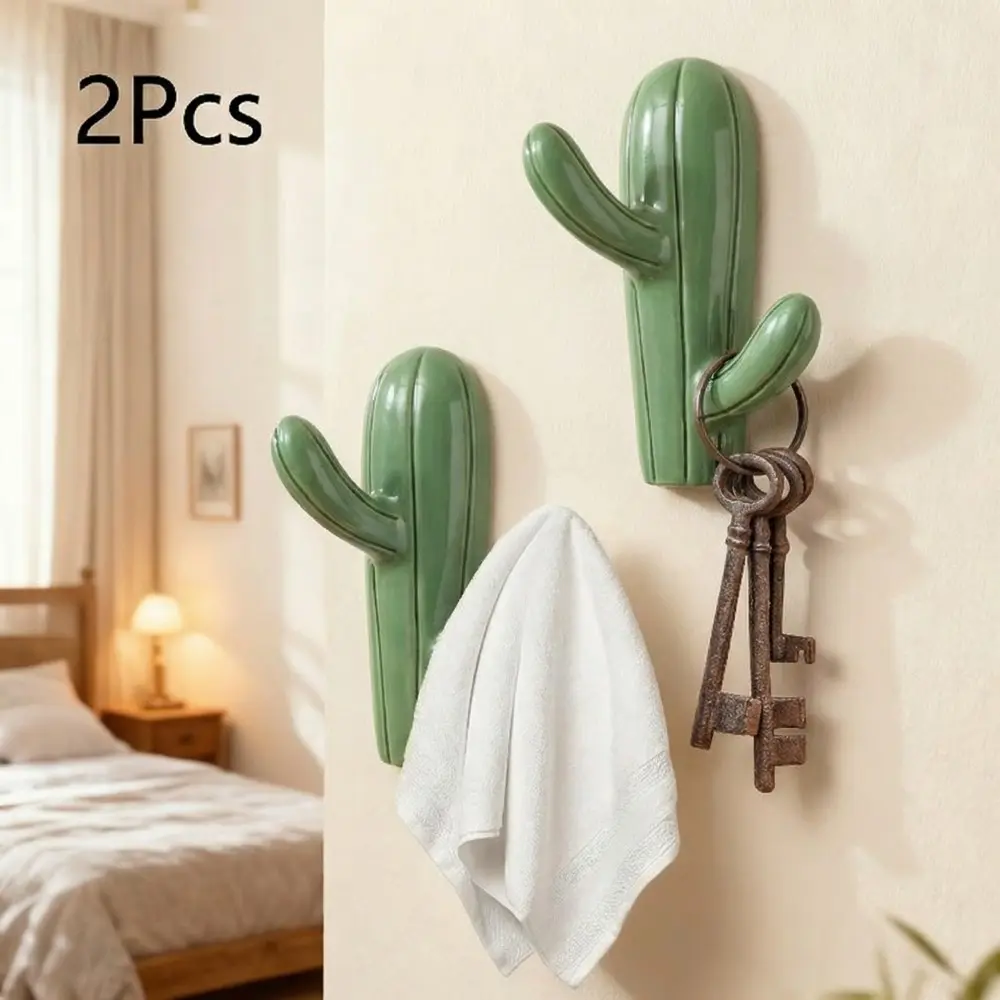 3 Pack Cactus Wall Hooks, Cute Metal Coat Hooks for Entryway Decor, Hanging Hooks for Hats, Bags, Keys, Towels & Home Organization Hangable