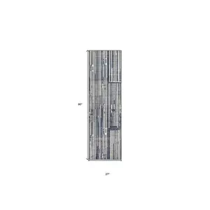 8' Blue And Gray Striped Runner Rug