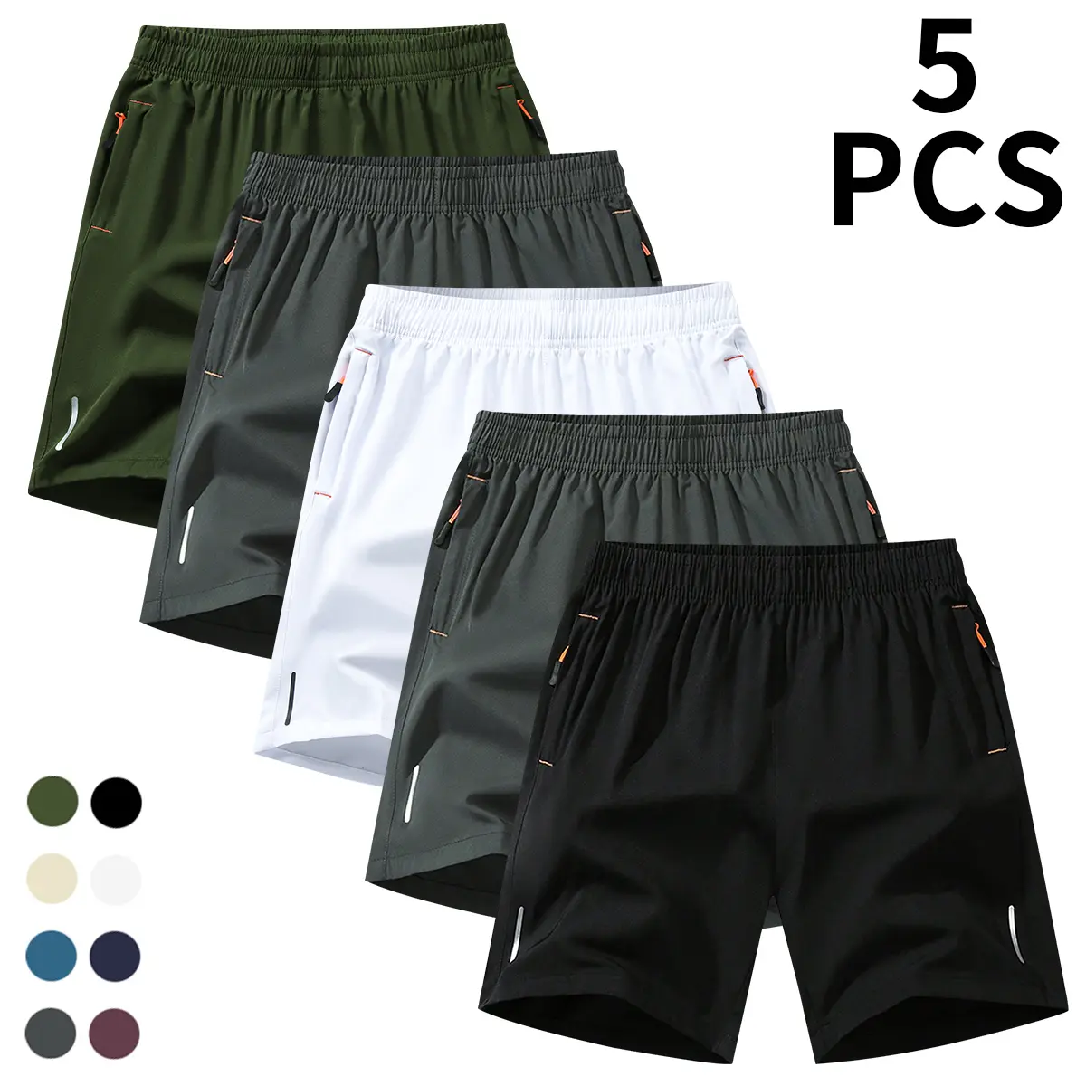 Black + dark gray + army green + dark gray + white