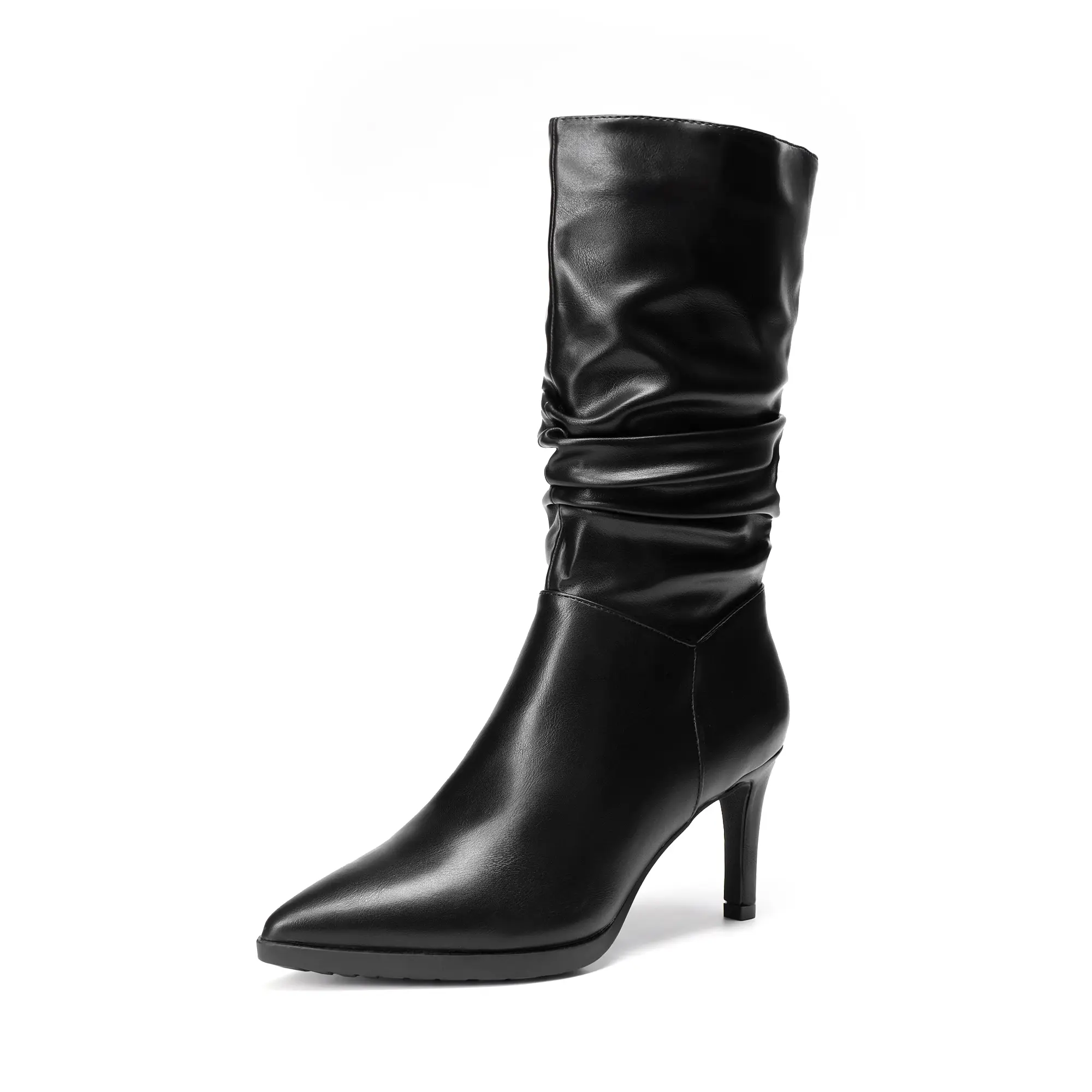 DREAM PAIRS Women's Mid Calf Slouchy Boots Pointed Toe Heeled Boots Zip Fashion Dressy Boot DREAM PAIRS Women's Mid Calf Slouchy Boots Pointed Toe Heeled Boots Zip Fashion Dressy Boot