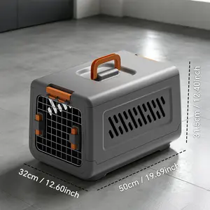Pet Travel Carrier, 20-Inch Hard-Sided Cat Dog Kennel with Metal Mesh Door, Portable Ventilated Air Travel Crate for Small Medium Dogs Cats Puppies
