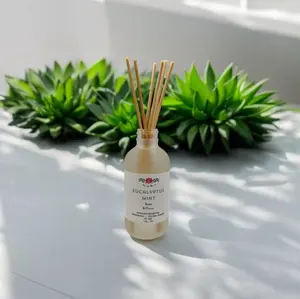 Eucalyptus + Mint 4oz Reed Diffuser - Refreshing Blend for Home & Office - Invigorating Scent of Eucalyptus & Spearmint Oils - Subtle Fragrance for Relaxation & Focus