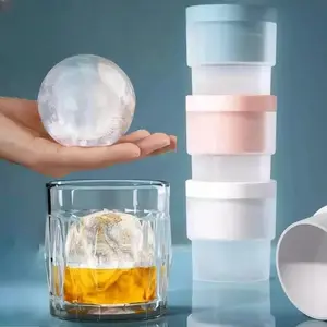 1/6 counts Large Ice Ball Mold, Ice Ball Trays, Slow Melt Stackable Large Ice Cube Maker, Ice Ball Suitable for Whiskey, Cocktails, Juices, Beverages, Bourbon