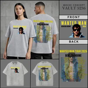 [Sale Up To 40%] Benson Boone Wanted Man Tour 2026 Washed T-Shirt, Pop Concert Graphic Tee, Music Lover Fan Shirt, Retro Tour Merch, Cotton Apparel