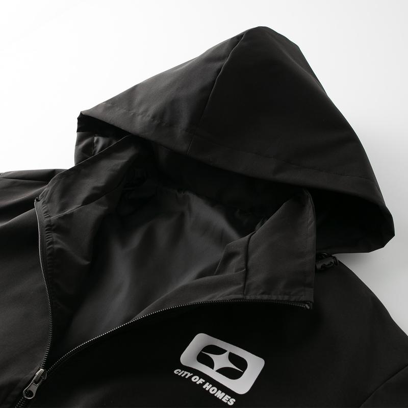 Men's multi-color small label hooded windproof jacket, light and wear-resistant fabric, zipper pocket, street function wind, daily going out on the street, commuter fit, casual versatile jacket jacket