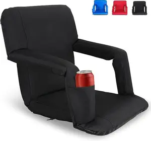 Answer E 20.5-in Stadium Seat for Bleacher 6 Reclining Portable Padded Cushion Waterproof Camping Stadium Chair W/Storage, Black