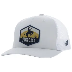 "Ranchero" Punchy Hat Grey/White w/Multi Color Patch
