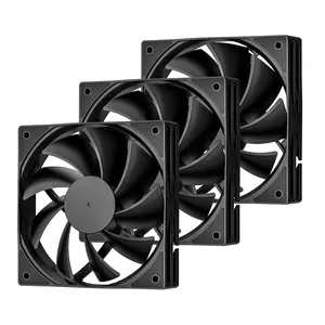 3-Pack 120mm Black Computer Case Fans High Performance Cooling Low Noise 3-Pin 1200 RPM Hydraulic Bearing Quiet Long Life Up to 30,000 Hours 5  Warranty