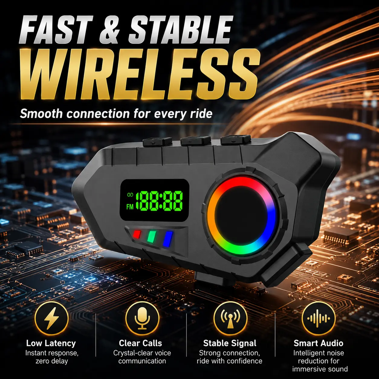 Motorcycle Helmet Intercom, Riding Intercom,Two-Person Communication Riding IntercomHeadset, Suitable for Helmets, MusicHeadphones