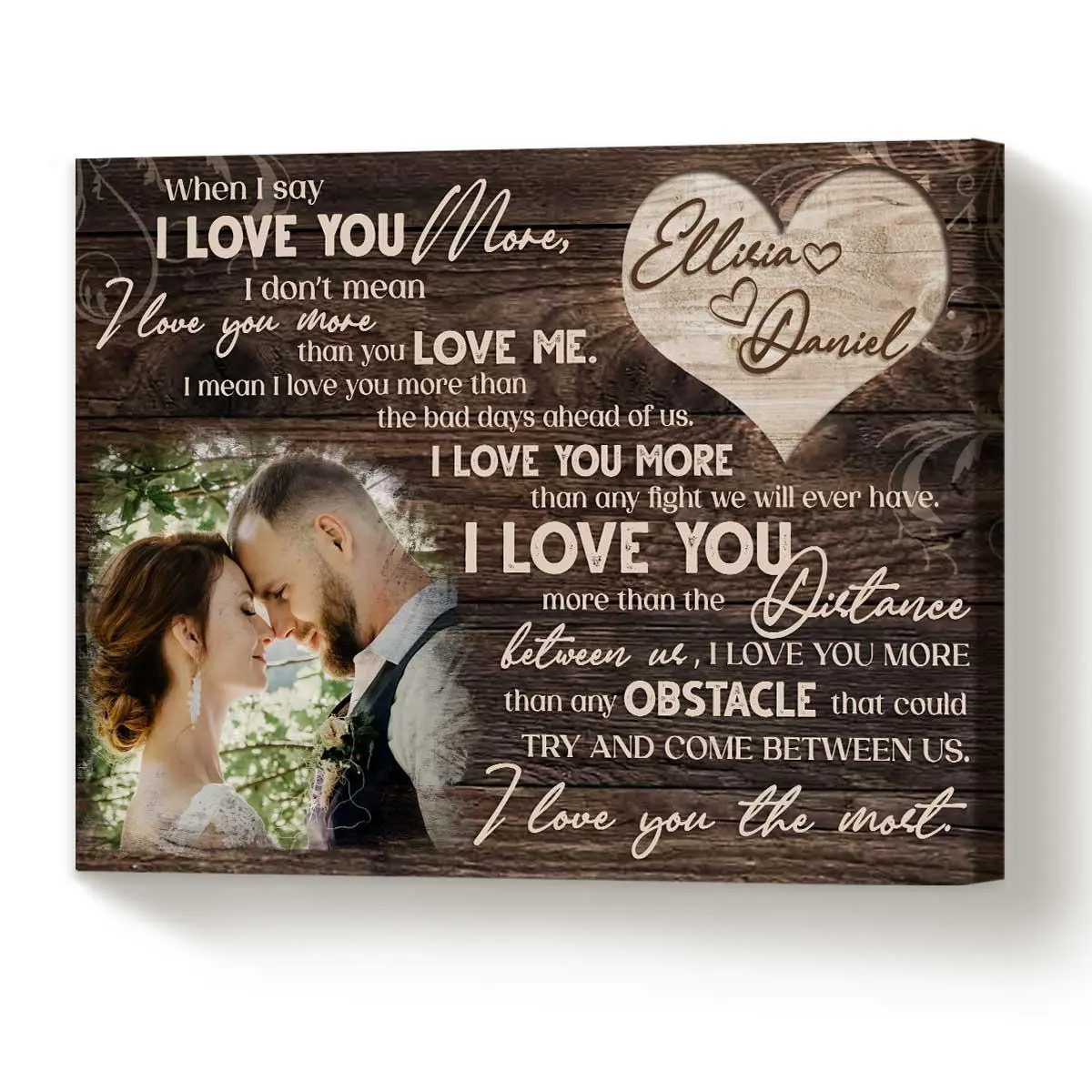 I Love You More Couple Photo Canvas Photo Custom Anniversary & Valentine Gift Canvas Wall Art Canvas
