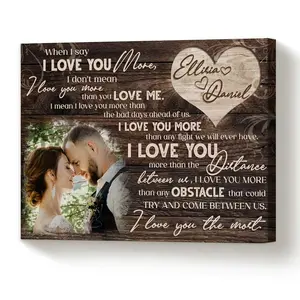 I Love You More Couple Photo Canvas Photo Custom Anniversary & Valentine Gift Canvas Wall Art Canvas