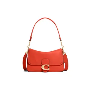 Coach Soft Tabby 26 Leather Crossbody Bag for Women with Gold Logo Snap Flap Closure in Red
