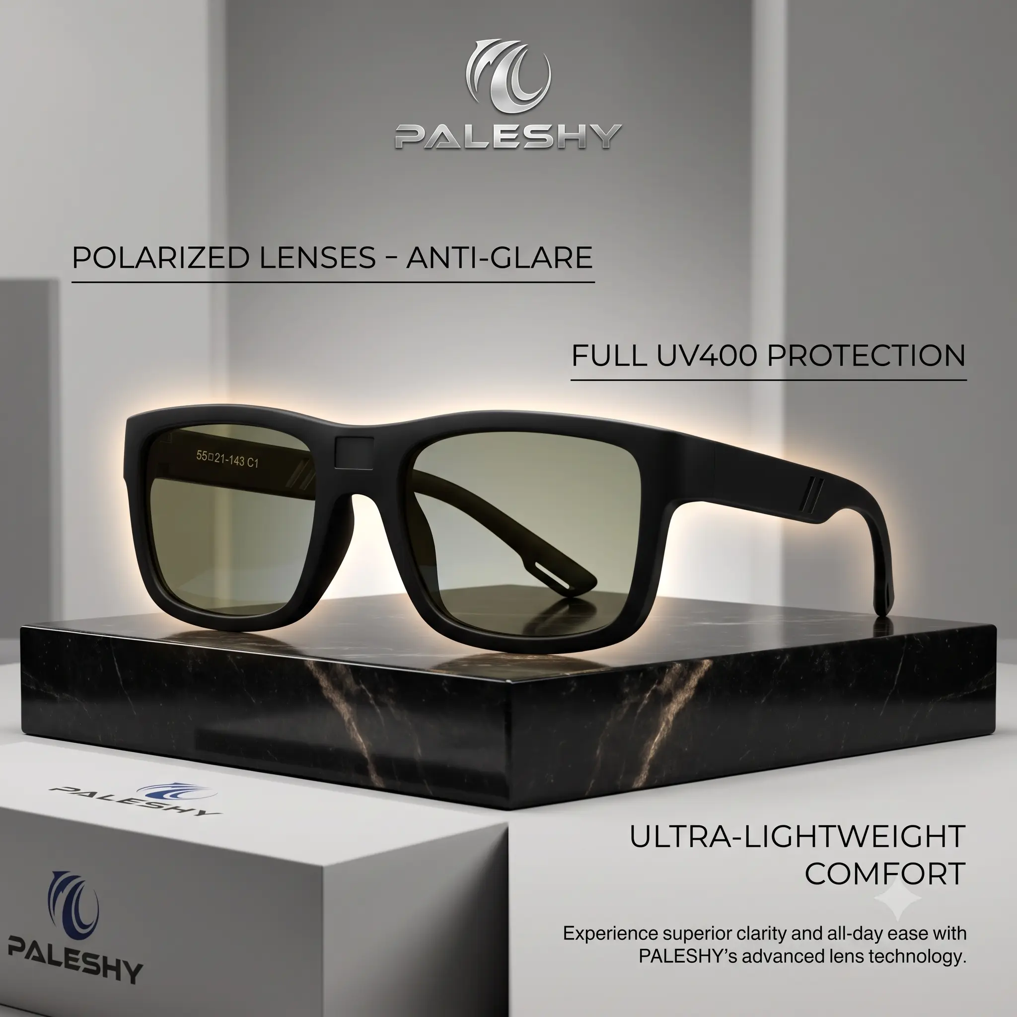 paleshy Sunglasses for Men Women, Square Photochromic Polarized Lenses, Ultra-Light TR Frame with 0.1-Second Rapid Color-Shift, Resin, Outdoor, Polarized Lens Men's Sunglasses, Sporty Men's Sunglasses
