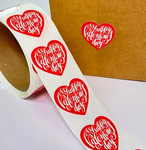Happy Valentine's Heart Shape Stickers - 24 Labels Pack