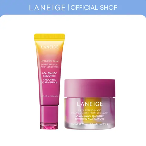 NEW Exclusive Bundle: Laneige Acai Mango Lip Glowy Balm & Lip Sleeping Mask Duo Berry Lip Balm