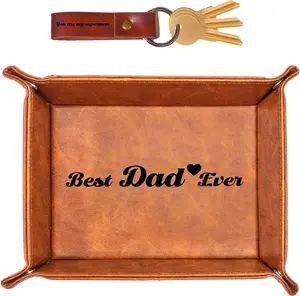 Best Dad Ever Gifts for Dad from Daughter Son Kids,Cool Christmas Birthday Gifts for Dad Who Wants Nothing, Men Valet Tray & Keychain