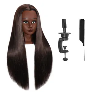 Mannequin Head with Hair 28“ Cosmetology Manikin Doll Head Mannequin Head for Braiding Hairstylists Cosmetology Students Practice Styling with Free Clamp (606-black-4#)
