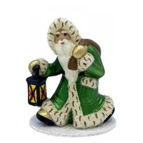 Alexander Taron 20580 Schaller 1-Piece Small Paper Mache Candy Container Ornament Statue - 3.5x3.25x2.25 in, Santa Theme Figurine, Green Coat with Lantern, Office Decor, Gift for Office Stationery & Supplies