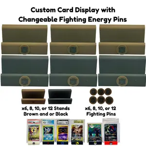 Custom Card Display Stand for PSA, BSS, CGC, Toploaders, Sleeves, Slabs, & More | Changeable Pins – Fighting Energy Themed