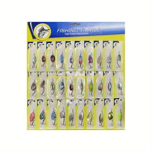 30 Pcs Fishing Lure spinnerbait, Color smooth trout spoon metal bait, Bass Trout Salmon Hard Metal Spinner Baits Kit with Tackle Boxes