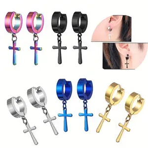 Stainless Steel Cross Pendant Earrings Classic