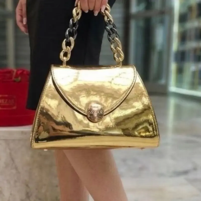 Women's Small, Glossy Gold Handbag