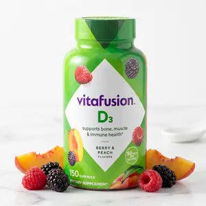 vitafusion Vitamin D3 Gummies, Healthcare Support, Bone & Immune Support, Peach Blackberry Strawberry Flavors, 50 mcg D3 Supplement, 150 Count, 75-Day Supply