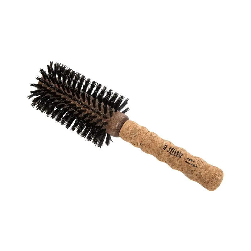 Ibiza Hair EX4 65mm Boar Bristle Thermal Round Blow Dry Barrel Brush - Carbon Fiber, Cork, High Heat Safe, Anti Frizz, Crown Lift, Max Volume Bouncy Blowout Tool for Salon-Level Home Styling (Bristle Hair Brushes & Combs), Blowout Hair