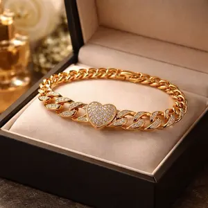 Golden Bra - Elegant Heart Design Bracelet with Sparkling Stones for Women's Fashion