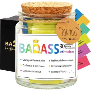 Badass Daily Affirmation Cards for Women,Positive Affirmation Jar,Graduation Funny Birthday Gifts for Women,Self-Affirmation Inspirational Motivational Gifts for Woman Men  Friends Coworker Boss