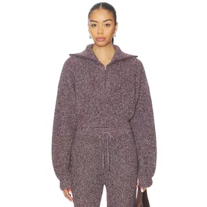 WellBeing + BeingWell Dale Half Zip Sweater in Raisin Heather