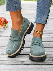Women's Fashion Thick Sole Loafers, Cross Strap Design, One-Step Slip-On, Casual Comfortable All-Season Shoes, Perfect for Walking, Footwear