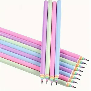 Rainbow Color Pencil, 12pcs Wooden Colored Pencil, Writing Drawing Sketching Pencil, Stationery Supplies for School & Home