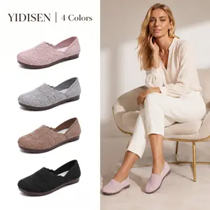 YIDISEN Women's Stretchy Knit Slip-On Flat Footwear - Barefoot Feel, Breathable Walking Shoes