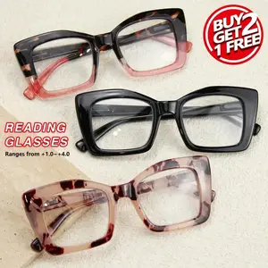 Women's Elegant Tortoise Pattern Reading Glasses, Trendy Casual Large Frame Eyeglasses for Work, Fashion Accessories for Daily Wear