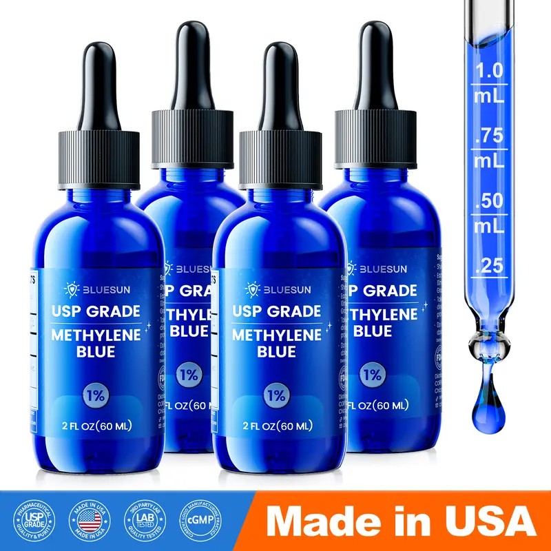 Methylene Blue Drops 1% Solution – USP Grade Liquid – Cognitive & Mitochondrial Support – Lab-Tested Purity – Dropper Bottle – Adult Wellness Supplement – Made in USA – Buy 1, Get 3 Free (4-Month Supply)!