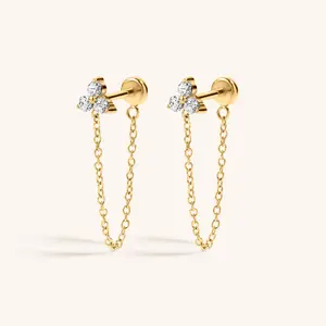 Crystal Trinity Chain Nap Earrings