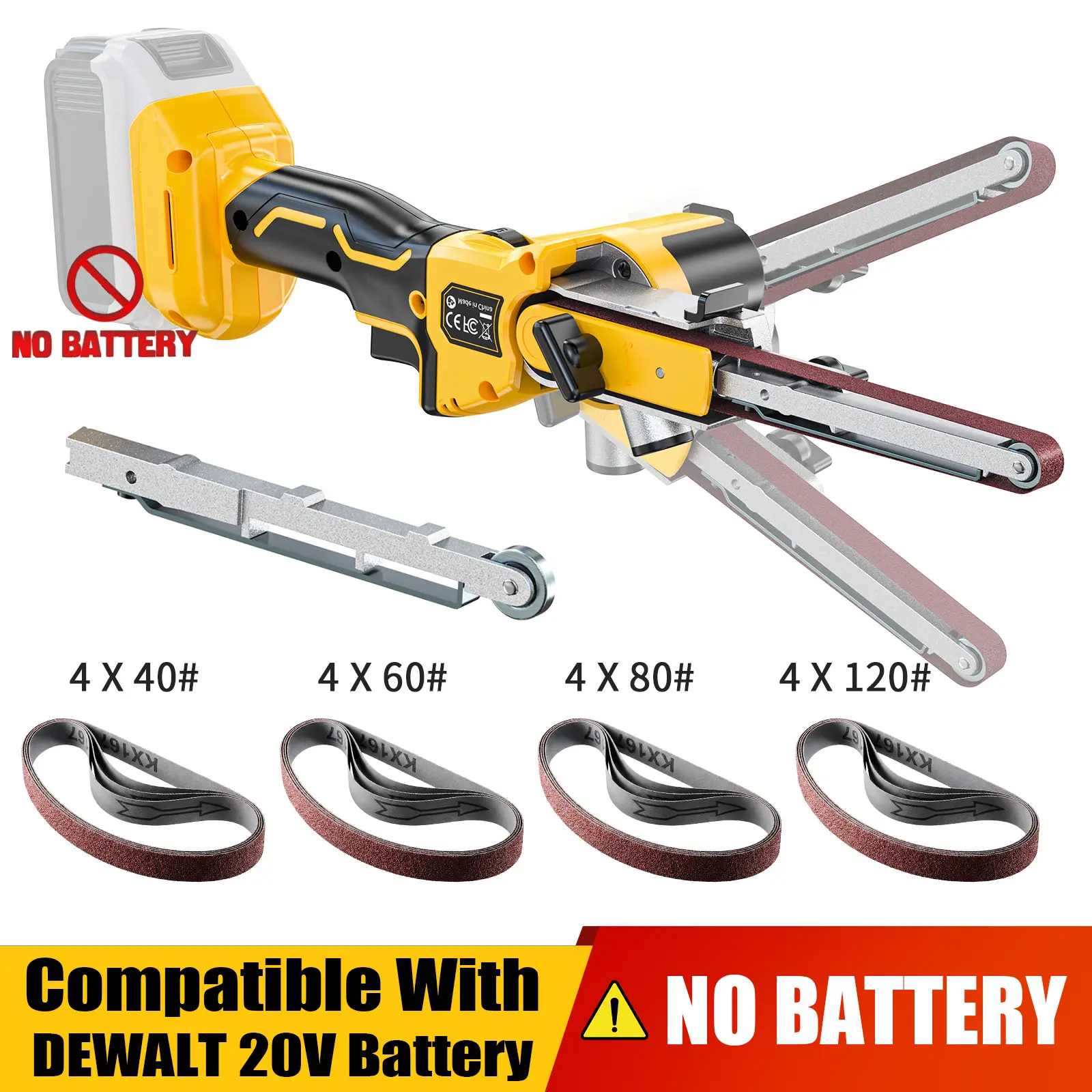 Ecarke Cordless Belt Sander Compatible with Dewalt Battery (Tool Only) 100° adjustable 16 PCS Belts 40-120 Grit 1/2"×18" 2100 FPM Brushless Detail Belt Sander for Metal Working, Wood, Plastic