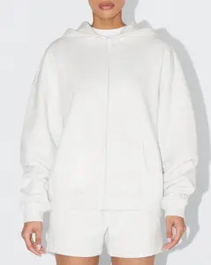 Fleece Oversized Zip Hoodie | Light Heather Grey