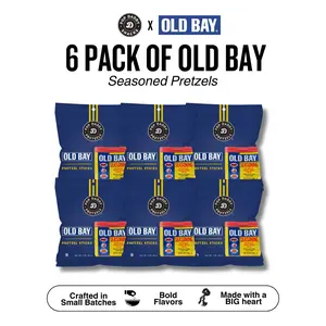 Pop Daddy 6 Pack of Old Bay | Seasoned Pretzels Sticks  | Healthy Gourmet Pretzels Snacks | 3oz Individual Bags | 6 Pack