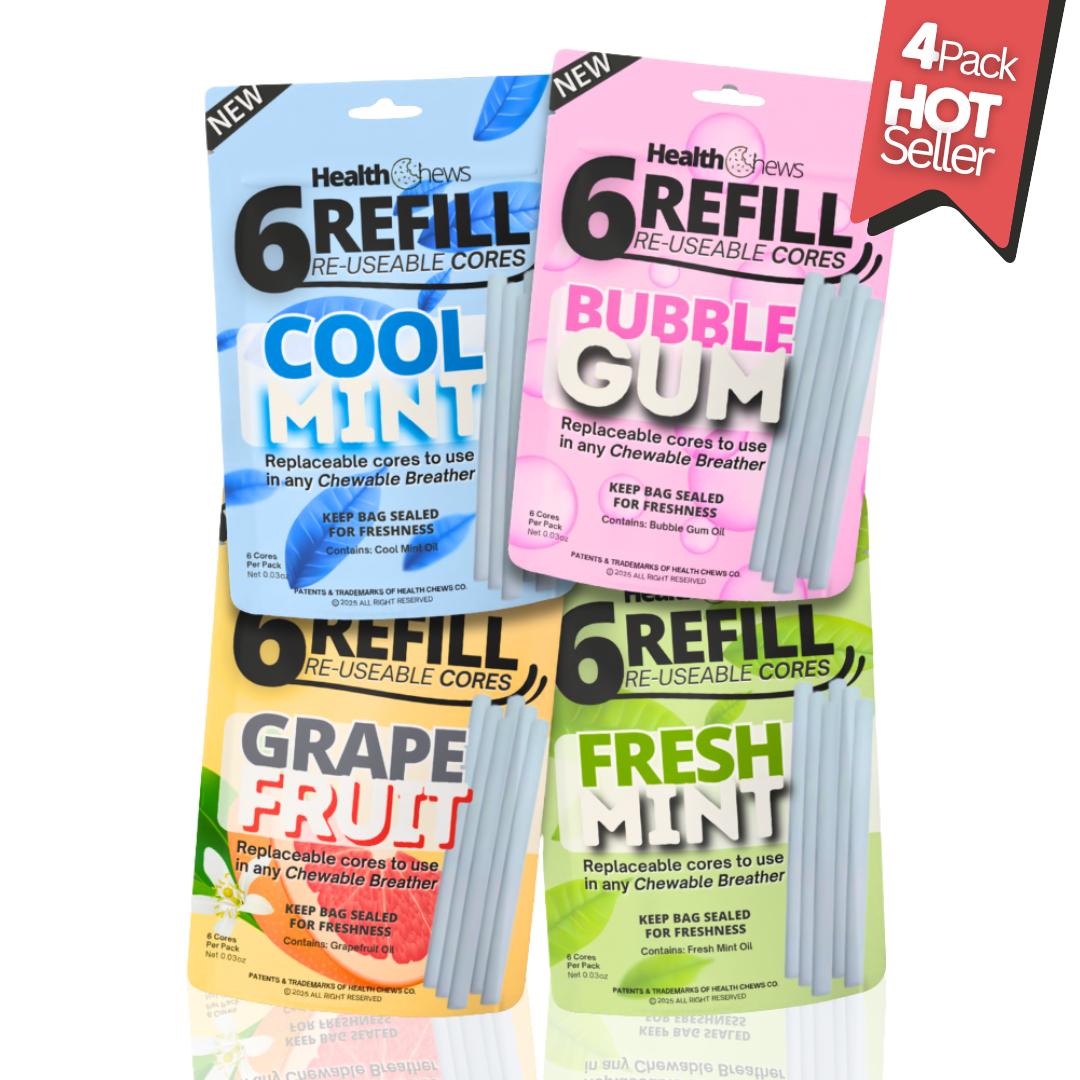 Grape Fruit Refill – Aromatherapy Wellness For Quit Smoking - 6 Reusable Cores - Made in USA - Supports Focus & Mindfulness