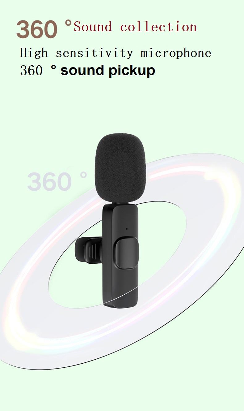 NEW 2.4G Wireless Lavalier Microphone Windproof Audio Video Recording Mic for IPhone/Android Live Broadcast Interview Vlog Mic