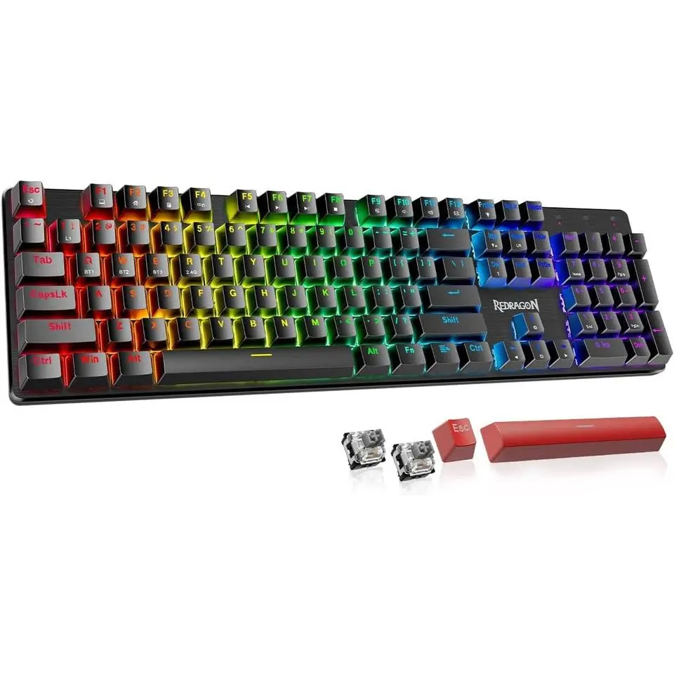 K671KS Wireless Mechanical Gaming Keyboard, Tri Mode BT/2.4G/USB-C Hot Swappable Custom Keyboard, RGB Backlit Computer Gaming Keyboards, PBT Keycaps, Programmable for Pc/Tablet/Mac